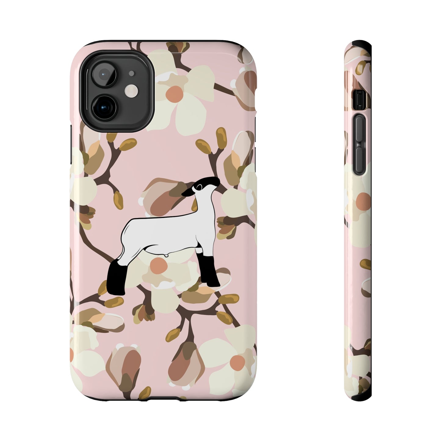 Show Lamb Pink Magnolia Print Phone Cases | Livestock Phone Case | Livestock Gifts for Her | Lamb and Heifer Phone Case