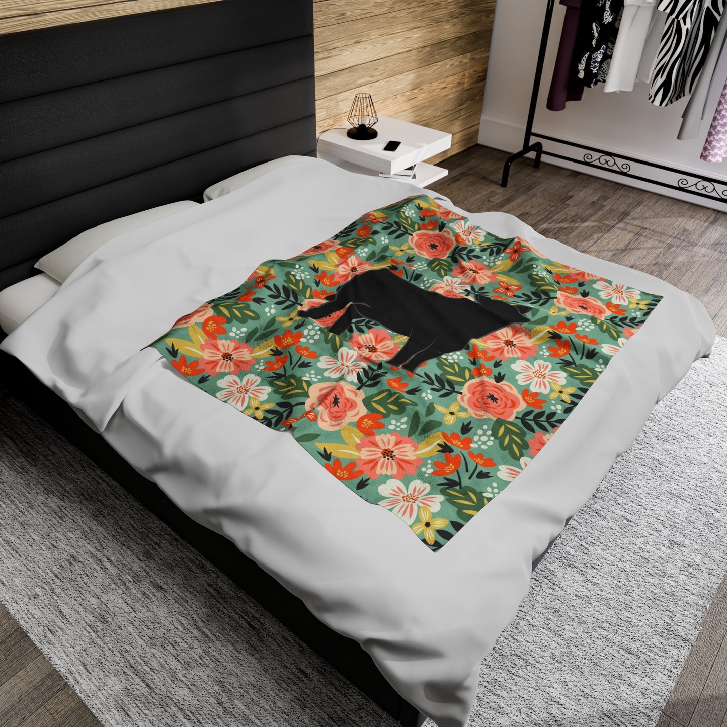 Angus Heifer Floral Velveteen Plush Blanket | Show Heifer Gift | Livestock Buyer Gifts | Show Livestock Gift | Livestock Award | Angus Cows