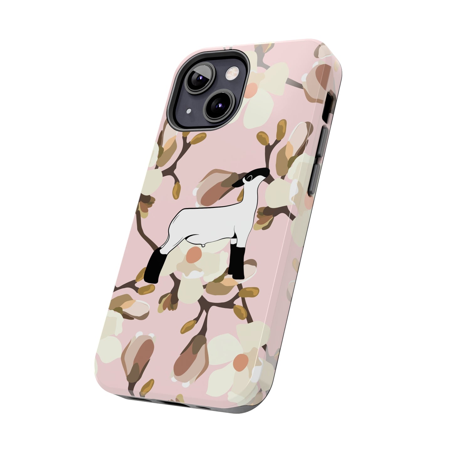 Show Lamb Pink Magnolia Print Phone Cases | Livestock Phone Case | Livestock Gifts for Her | Lamb and Heifer Phone Case