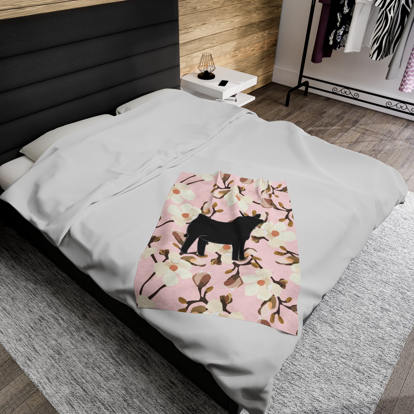 Angus Heifer Floral Velveteen Plush Blanket | Show Heifer Gift | Livestock Buyer Gifts | Show Livestock Gift | Livestock Award | Angus Cows