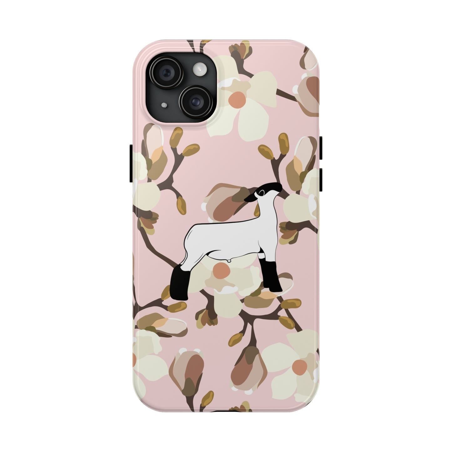 Show Lamb Pink Magnolia Print Phone Cases | Livestock Phone Case | Livestock Gifts for Her | Lamb and Heifer Phone Case