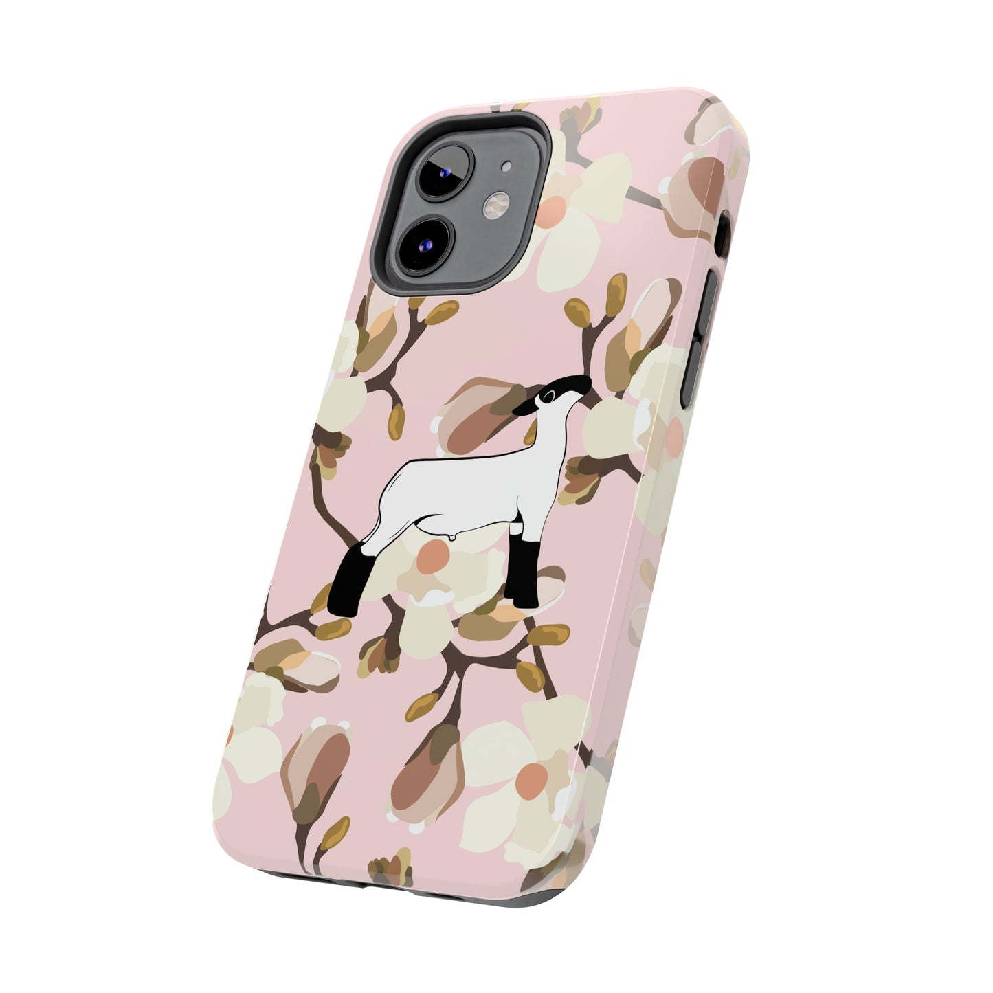 Show Lamb Pink Magnolia Print Phone Cases | Livestock Phone Case | Livestock Gifts for Her | Lamb and Heifer Phone Case