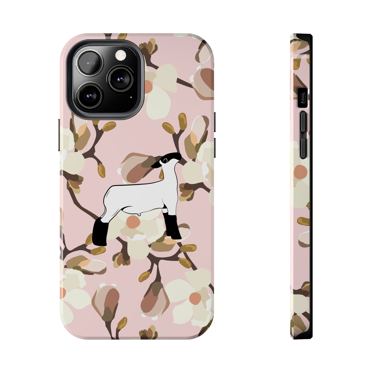 Show Lamb Pink Magnolia Print Phone Cases | Livestock Phone Case | Livestock Gifts for Her | Lamb and Heifer Phone Case
