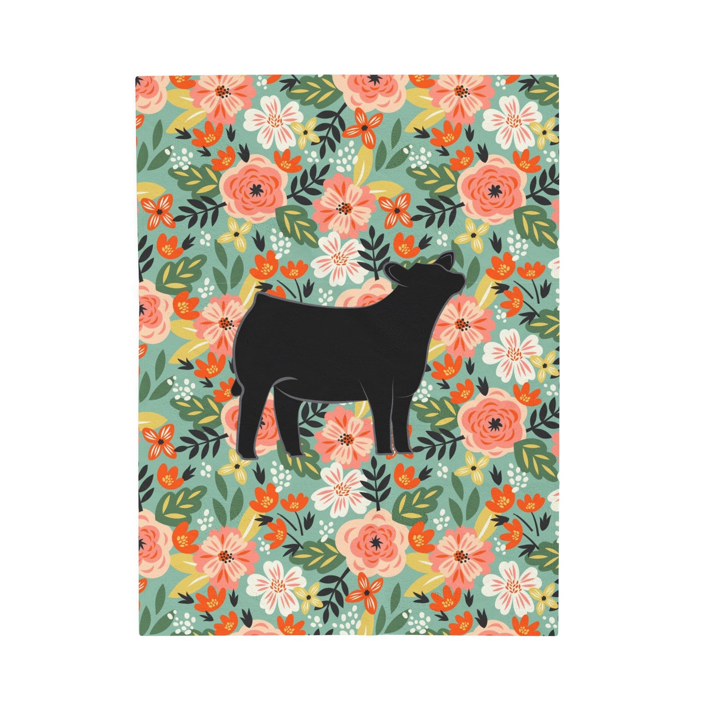 Angus Heifer Floral Velveteen Plush Blanket | Show Heifer Gift | Livestock Buyer Gifts | Show Livestock Gift | Livestock Award | Angus Cows