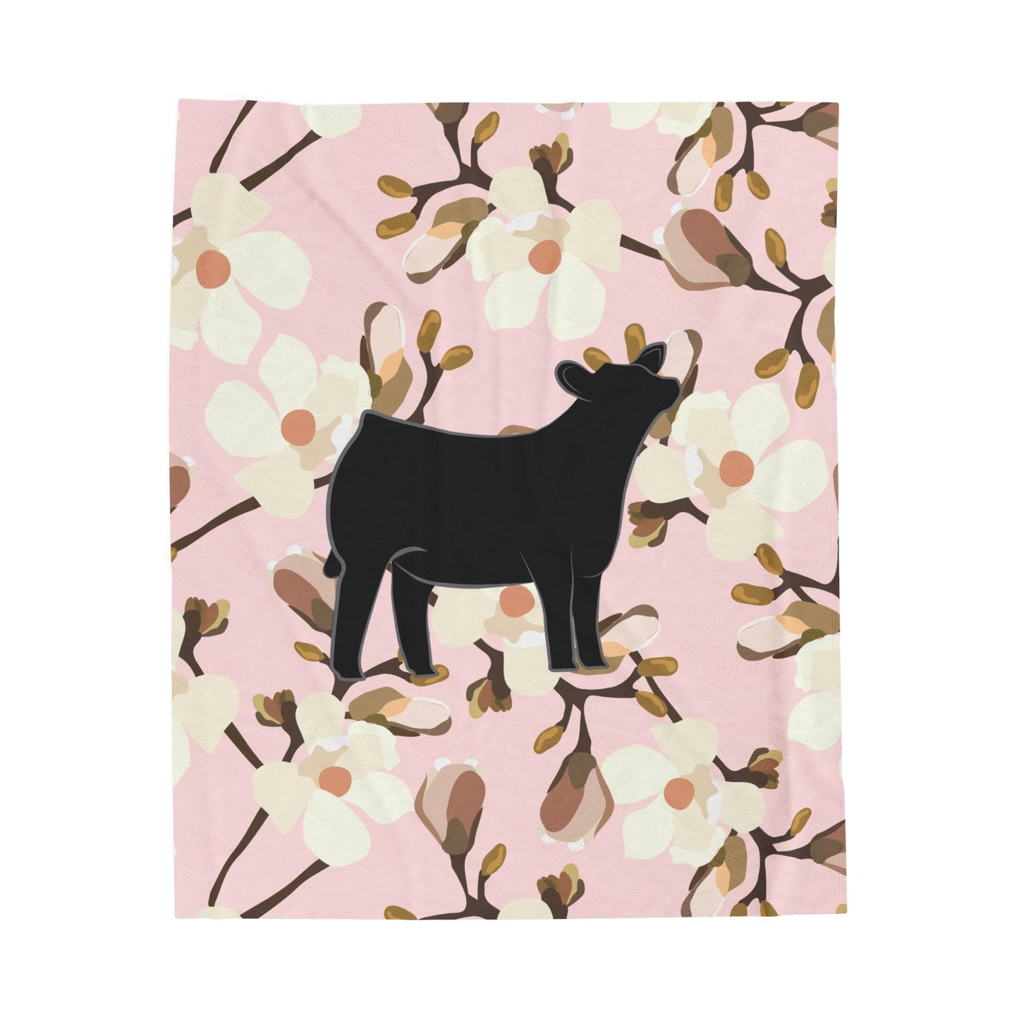 Angus Heifer Floral Velveteen Plush Blanket | Show Heifer Gift | Livestock Buyer Gifts | Show Livestock Gift | Livestock Award | Angus Cows