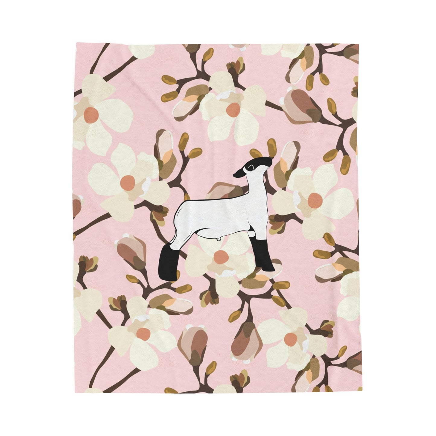 Show Lamb Magnolia Floral Velveteen Plush Blanket | Show Lamb Gift | Livestock Buyer Gifts | Show Livestock Gift | Livestock Award