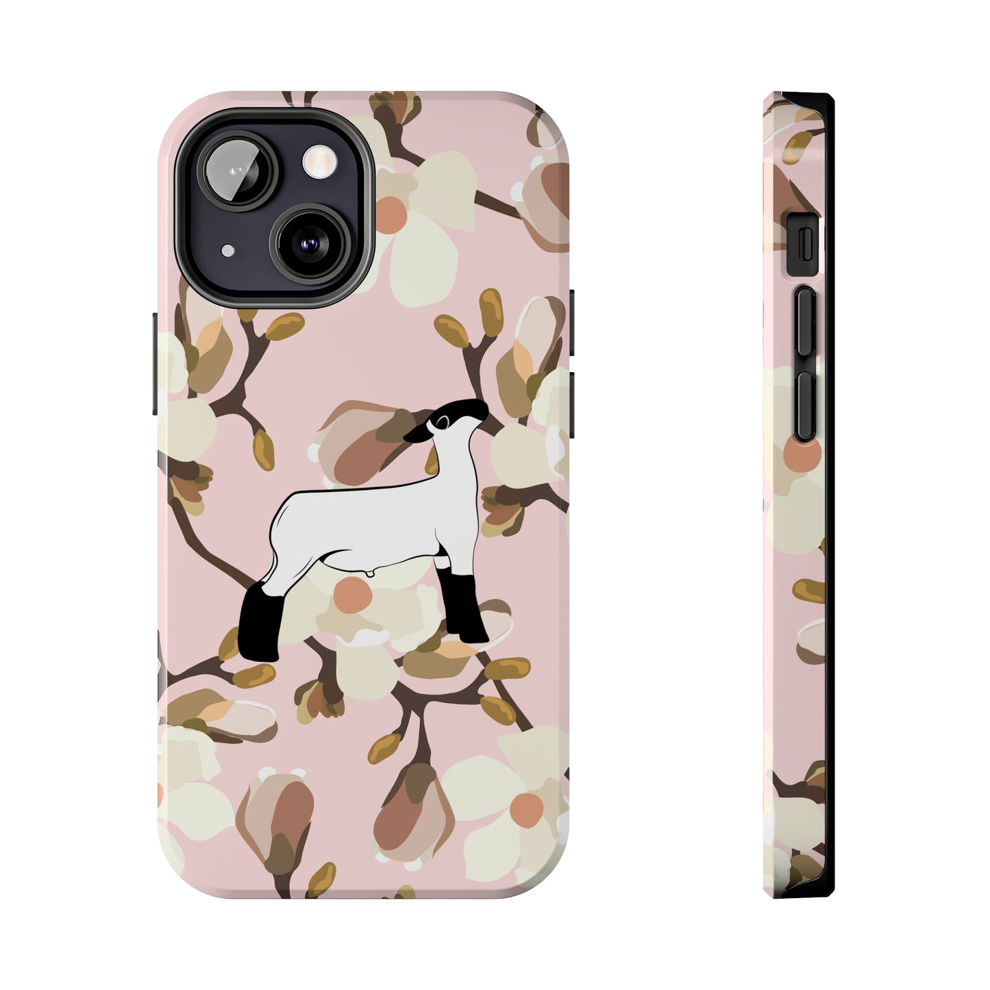 Show Lamb Pink Magnolia Print Phone Cases | Livestock Phone Case | Livestock Gifts for Her | Lamb and Heifer Phone Case