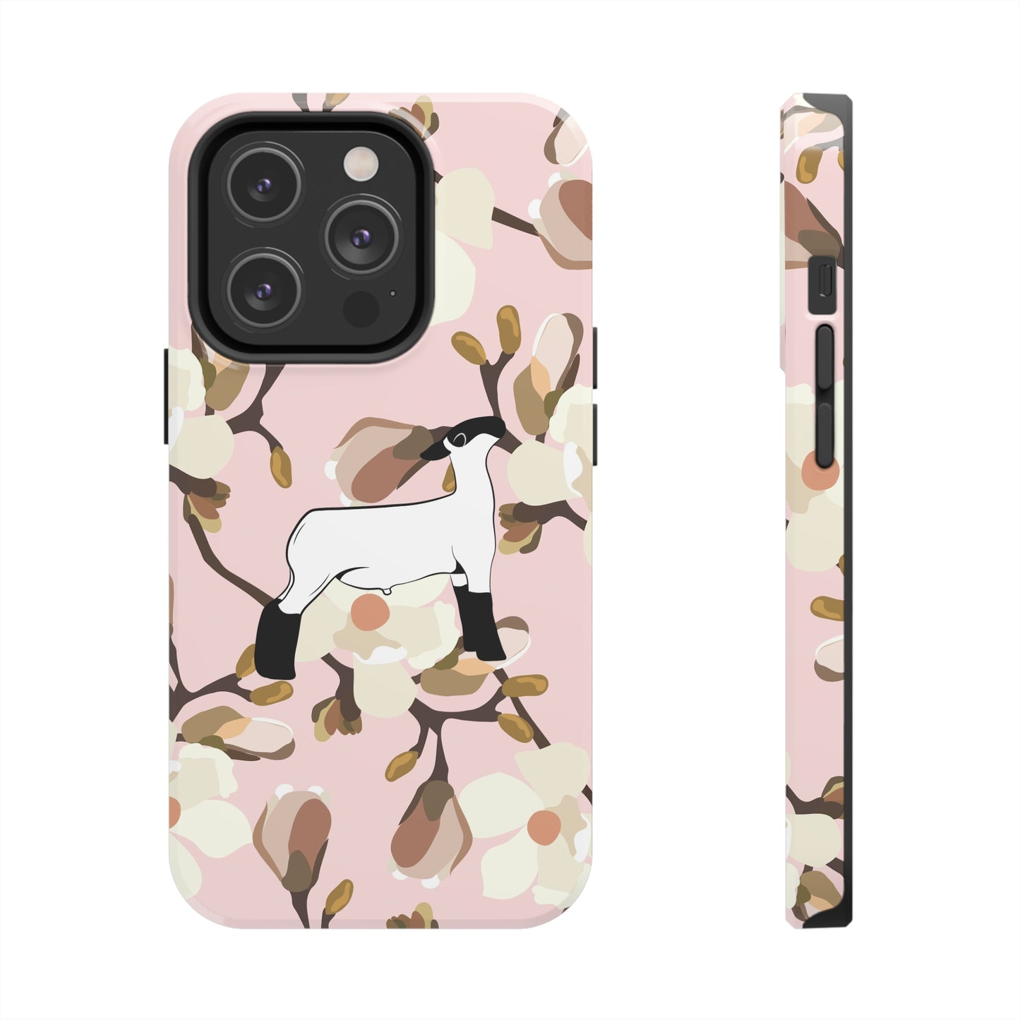 Show Lamb Pink Magnolia Print Phone Cases | Livestock Phone Case | Livestock Gifts for Her | Lamb and Heifer Phone Case