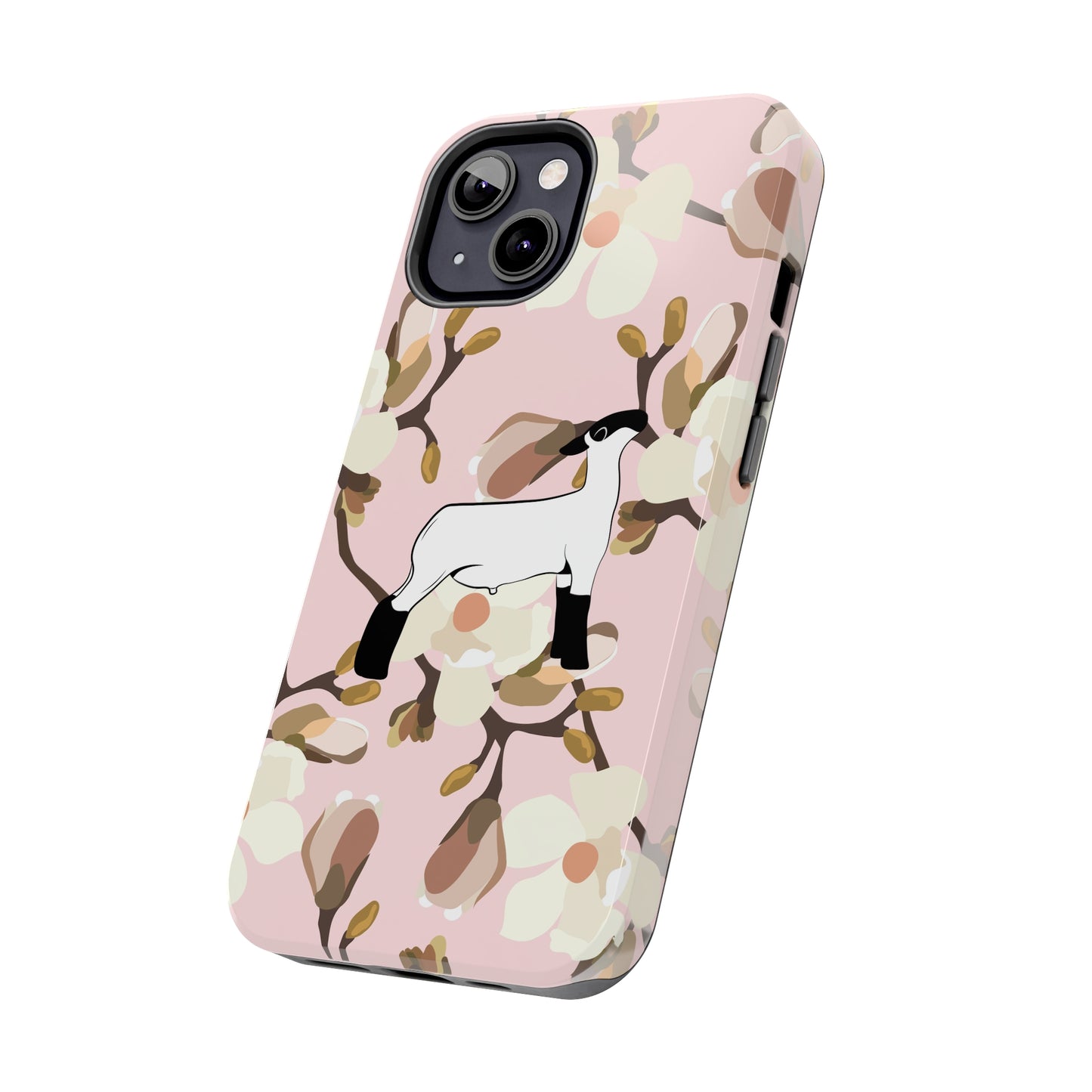 Show Lamb Pink Magnolia Print Phone Cases | Livestock Phone Case | Livestock Gifts for Her | Lamb and Heifer Phone Case