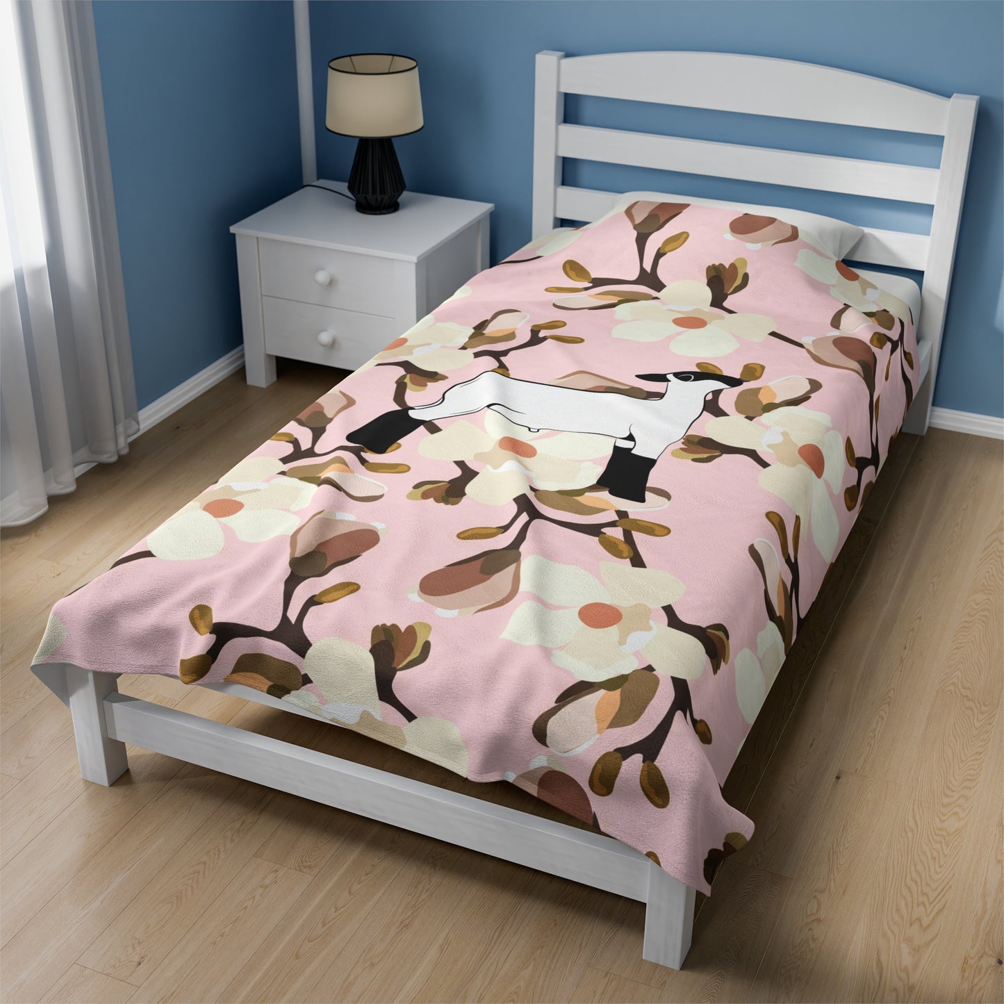 Show Lamb Magnolia Floral Velveteen Plush Blanket | Show Lamb Gift | Livestock Buyer Gifts | Show Livestock Gift | Livestock Award