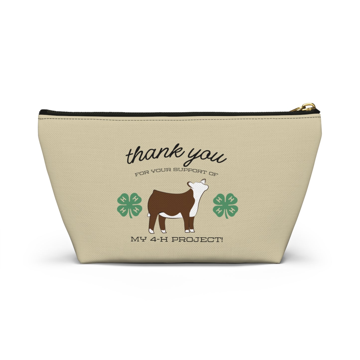 4H Club Buyers Gift Accessory Pouch | Show Steer Buyer Gift | 4-H Clover | County Fair Buyers Gift | Livestock Thank You Gift