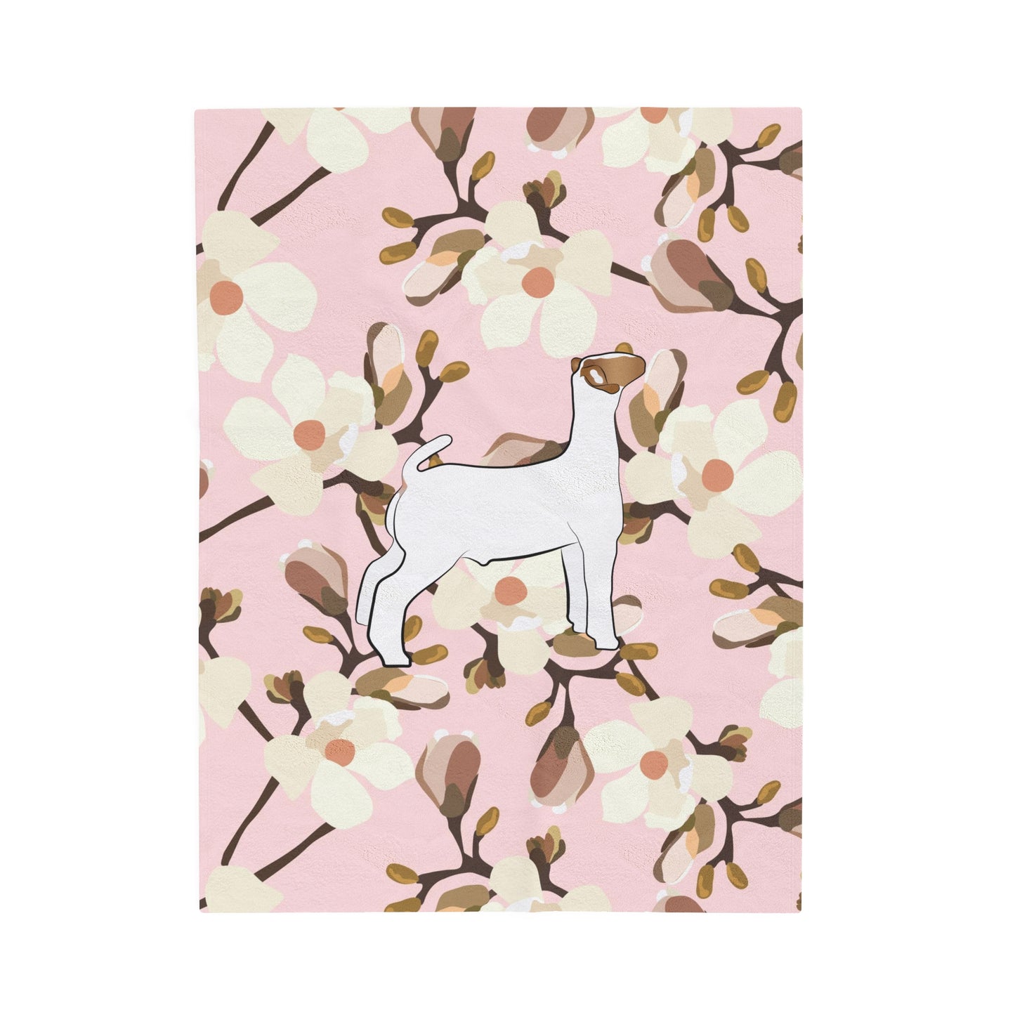 Show Goat Pink Magnolia Floral Velveteen Plush Blanket | Show Goat Gift | Livestock Buyer Gifts | Show Livestock Gift | Livestock Award