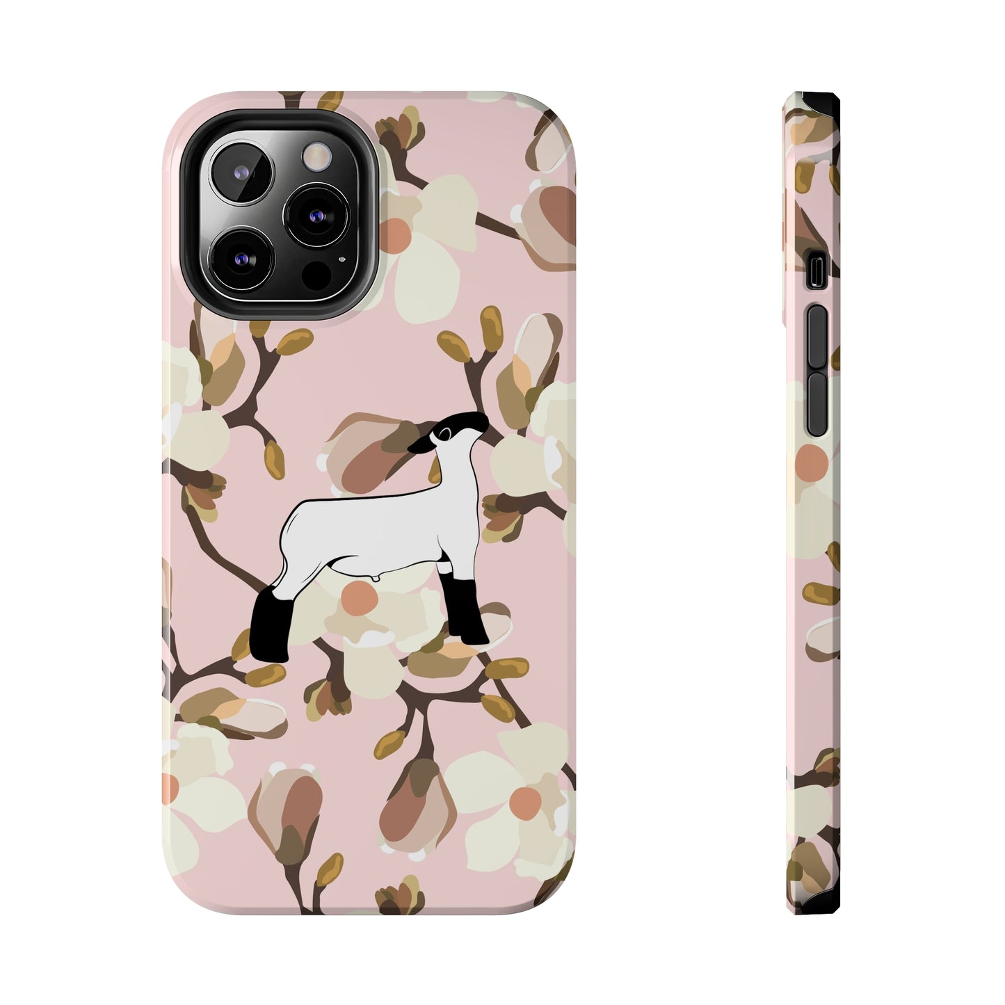 Show Lamb Pink Magnolia Print Phone Cases | Livestock Phone Case | Livestock Gifts for Her | Lamb and Heifer Phone Case