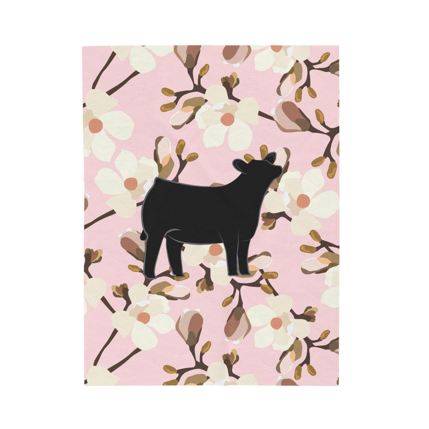 Angus Heifer Floral Velveteen Plush Blanket | Show Heifer Gift | Livestock Buyer Gifts | Show Livestock Gift | Livestock Award | Angus Cows