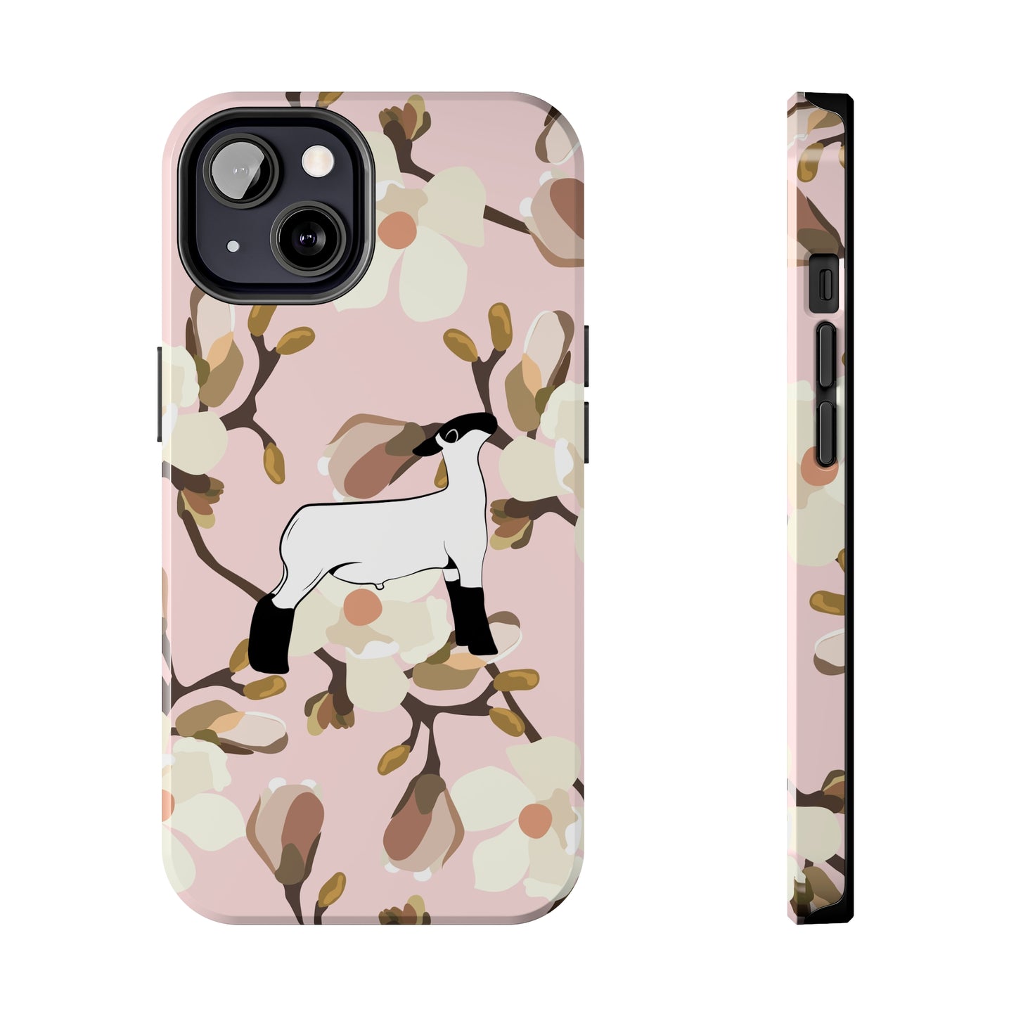 Show Lamb Pink Magnolia Print Phone Cases | Livestock Phone Case | Livestock Gifts for Her | Lamb and Heifer Phone Case