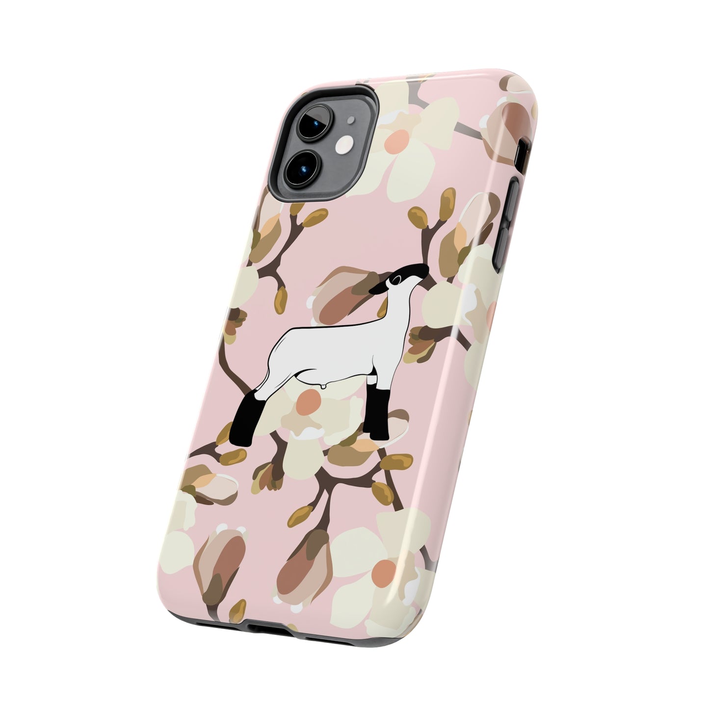 Show Lamb Pink Magnolia Print Phone Cases | Livestock Phone Case | Livestock Gifts for Her | Lamb and Heifer Phone Case