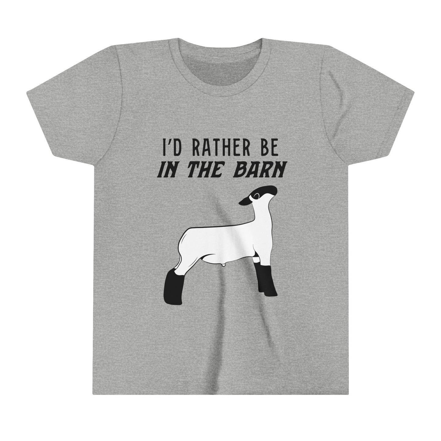 Youth Short Sleeve Tee "I'd Rather Be in the Barn" | Show Lamb Youth T-Shirt | 4H Club T-Shirt | Youth Livestock Shirt