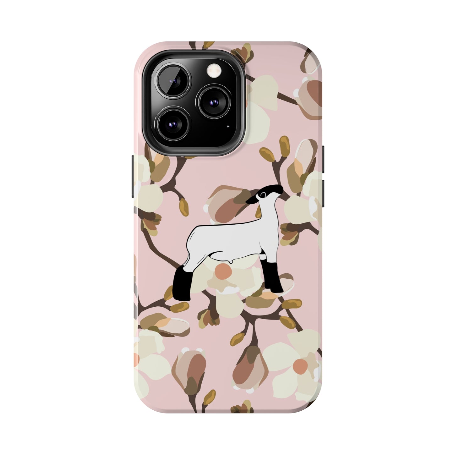Show Lamb Pink Magnolia Print Phone Cases | Livestock Phone Case | Livestock Gifts for Her | Lamb and Heifer Phone Case