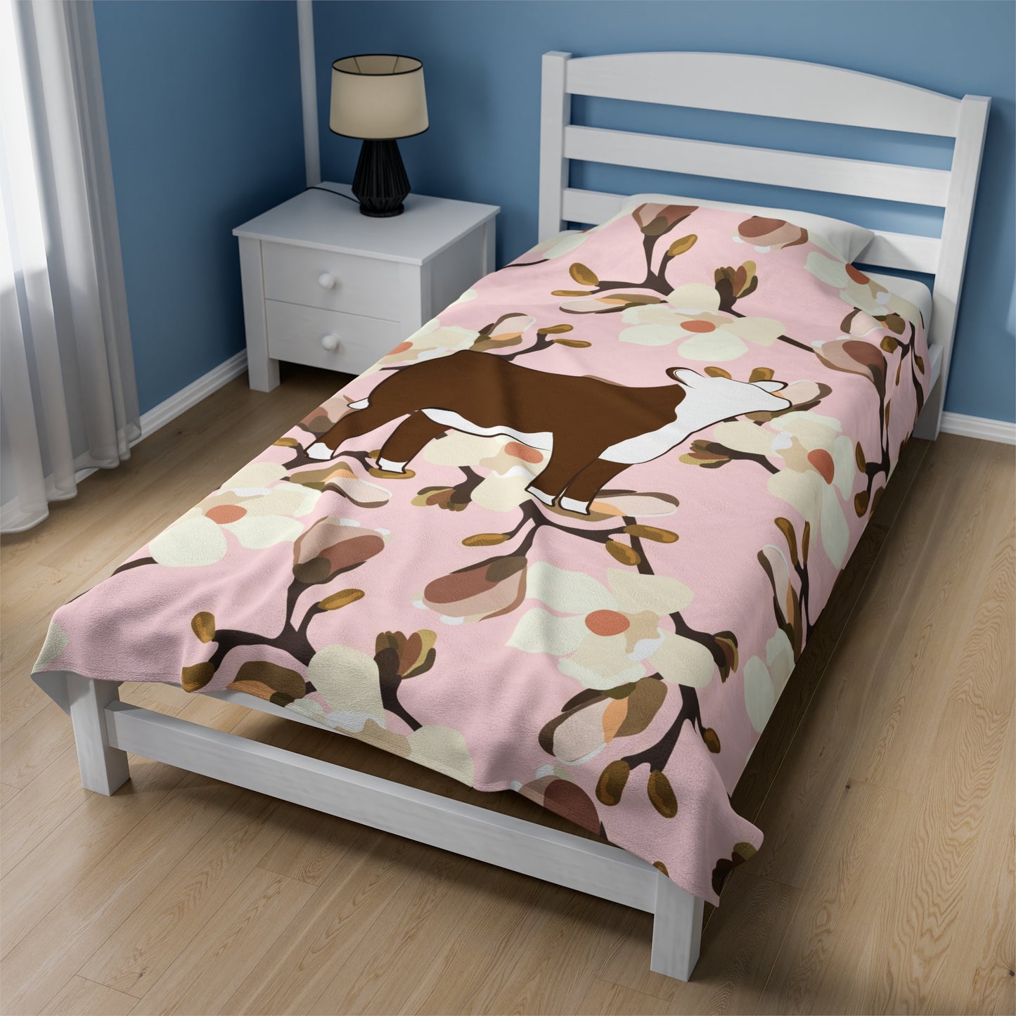Hereford Heifer Floral Velveteen Plush Blanket | Show Heifer Gift | Livestock Buyer Gifts | Show Livestock Gift | Livestock Award