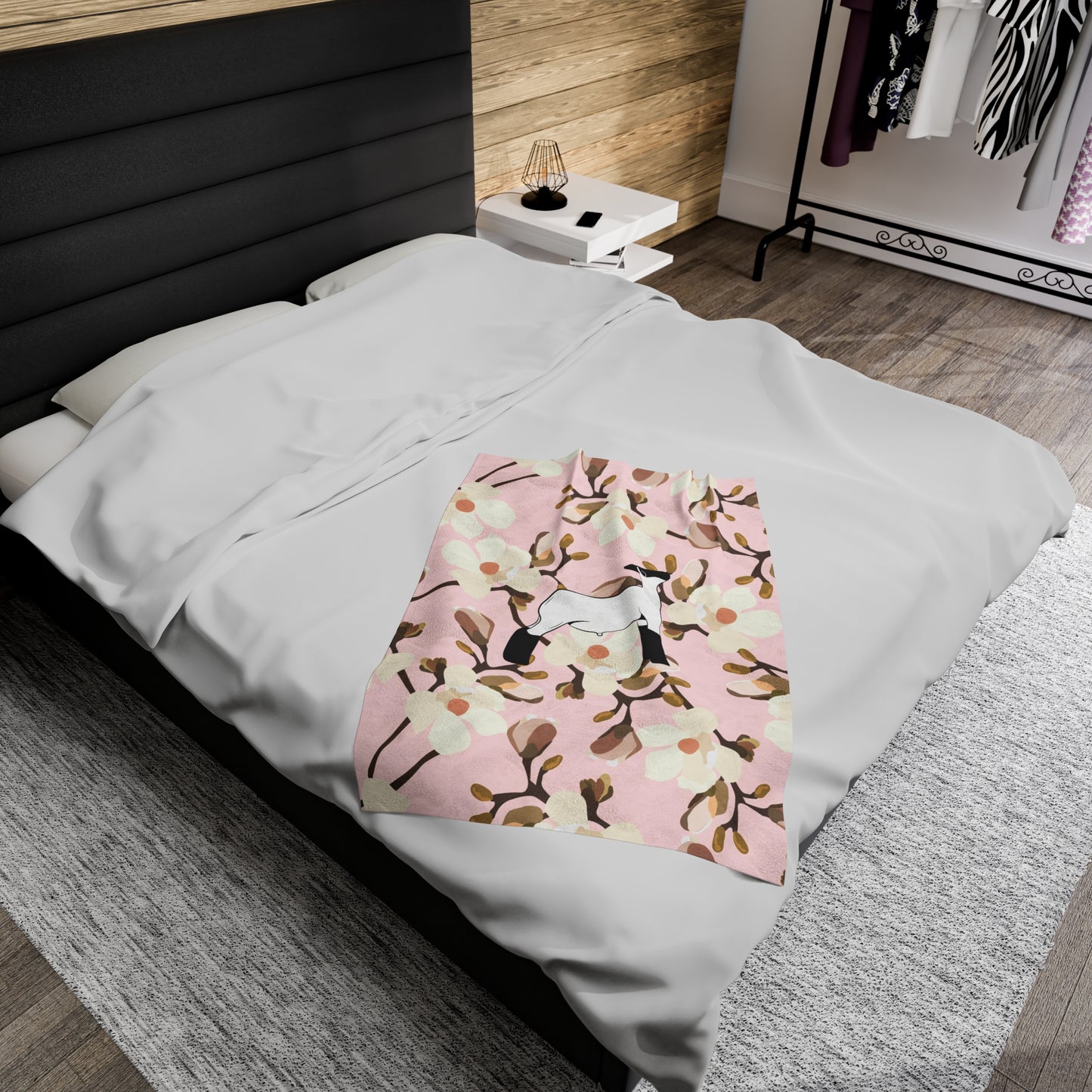 Show Lamb Magnolia Floral Velveteen Plush Blanket | Show Lamb Gift | Livestock Buyer Gifts | Show Livestock Gift | Livestock Award