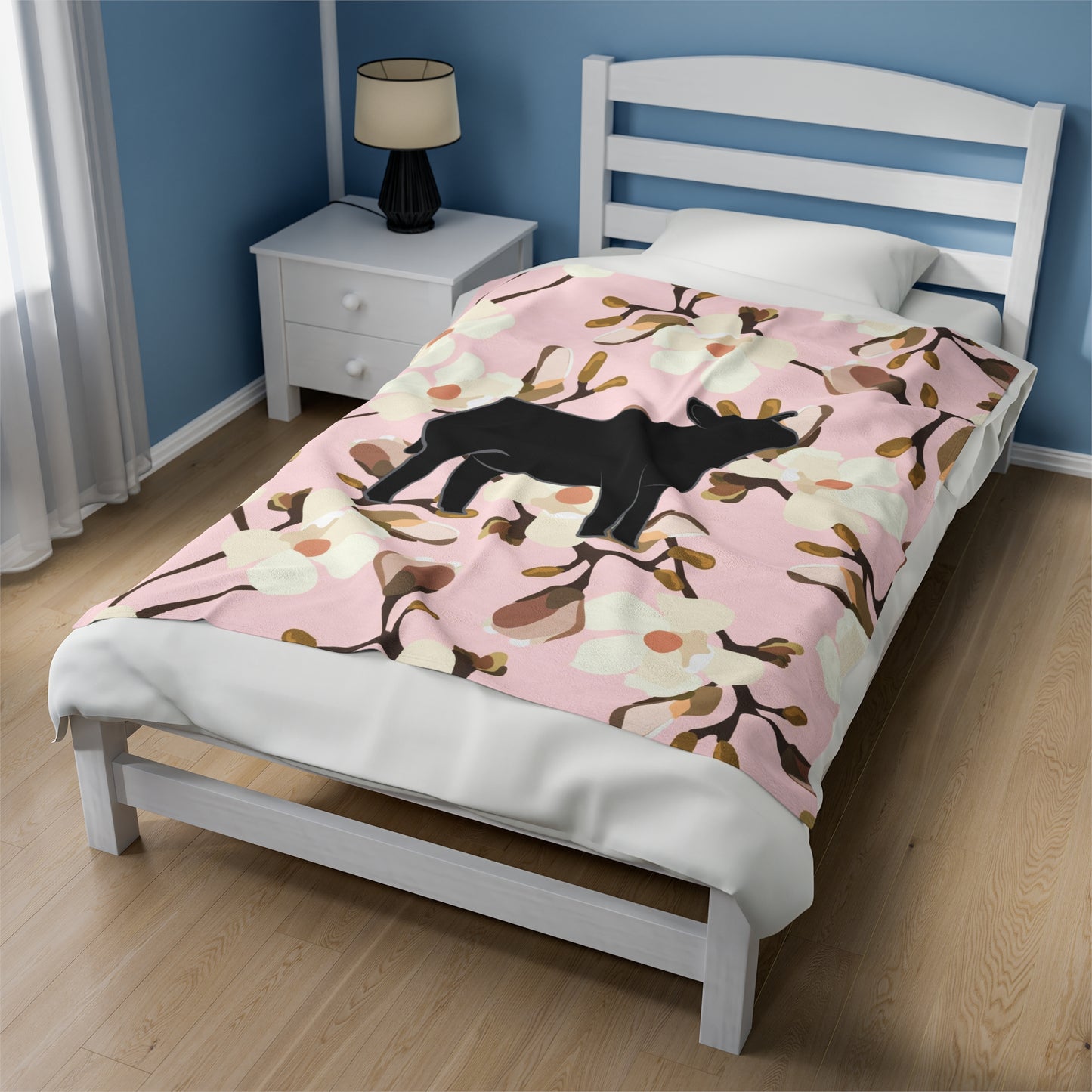 Angus Heifer Floral Velveteen Plush Blanket | Show Heifer Gift | Livestock Buyer Gifts | Show Livestock Gift | Livestock Award | Angus Cows