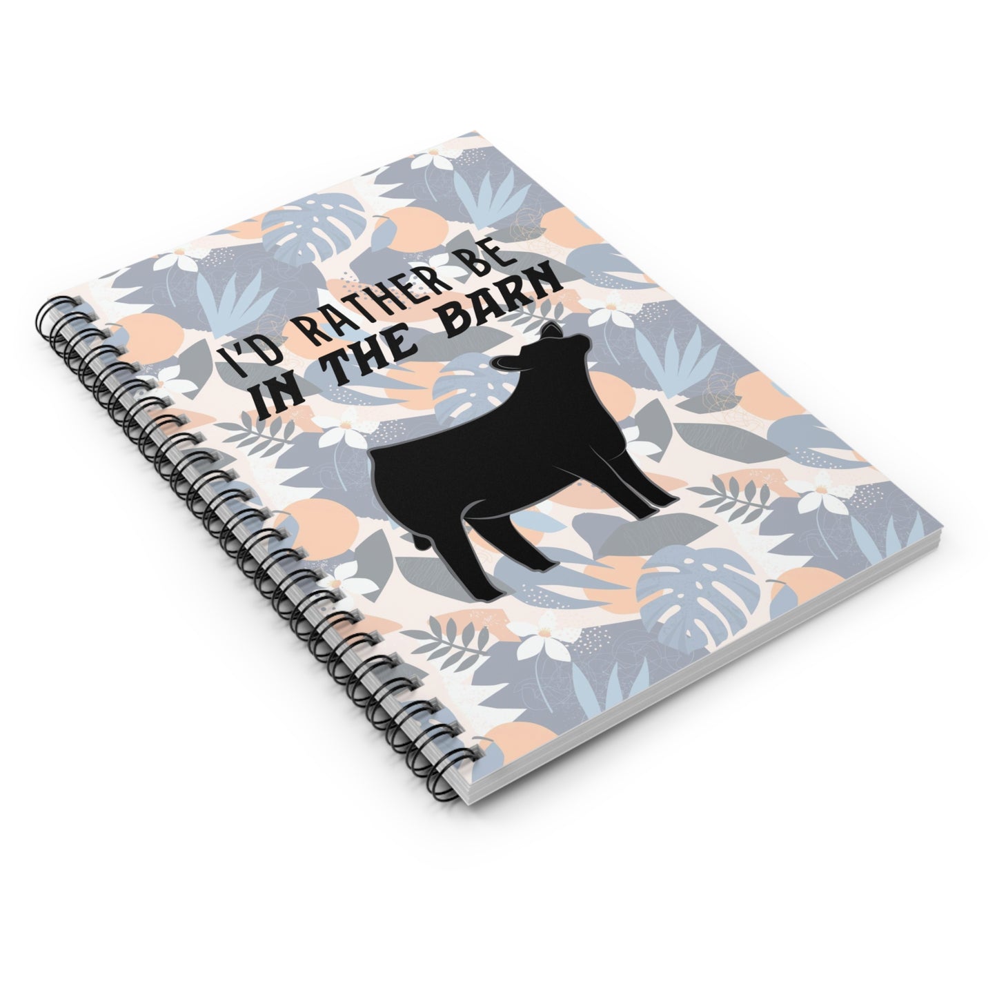 Show Heifer Hawaiian Print "I'd Rather Be in a Barn" Spiral Notebook | Show Lamb Notebook | Livestock Notebook | Show Lambs