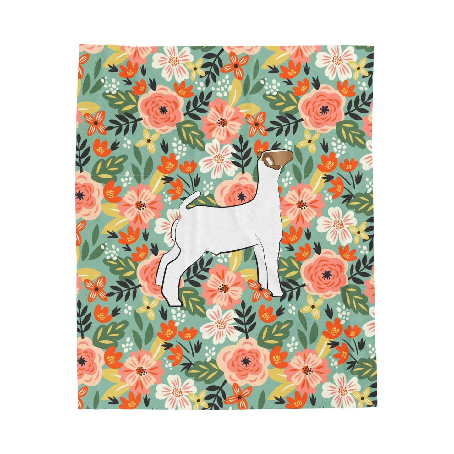 Show Goat Floral Velveteen Plush Blanket | Show Goat Gift | Livestock Buyer Gifts | Show Livestock Gift | Livestock Award