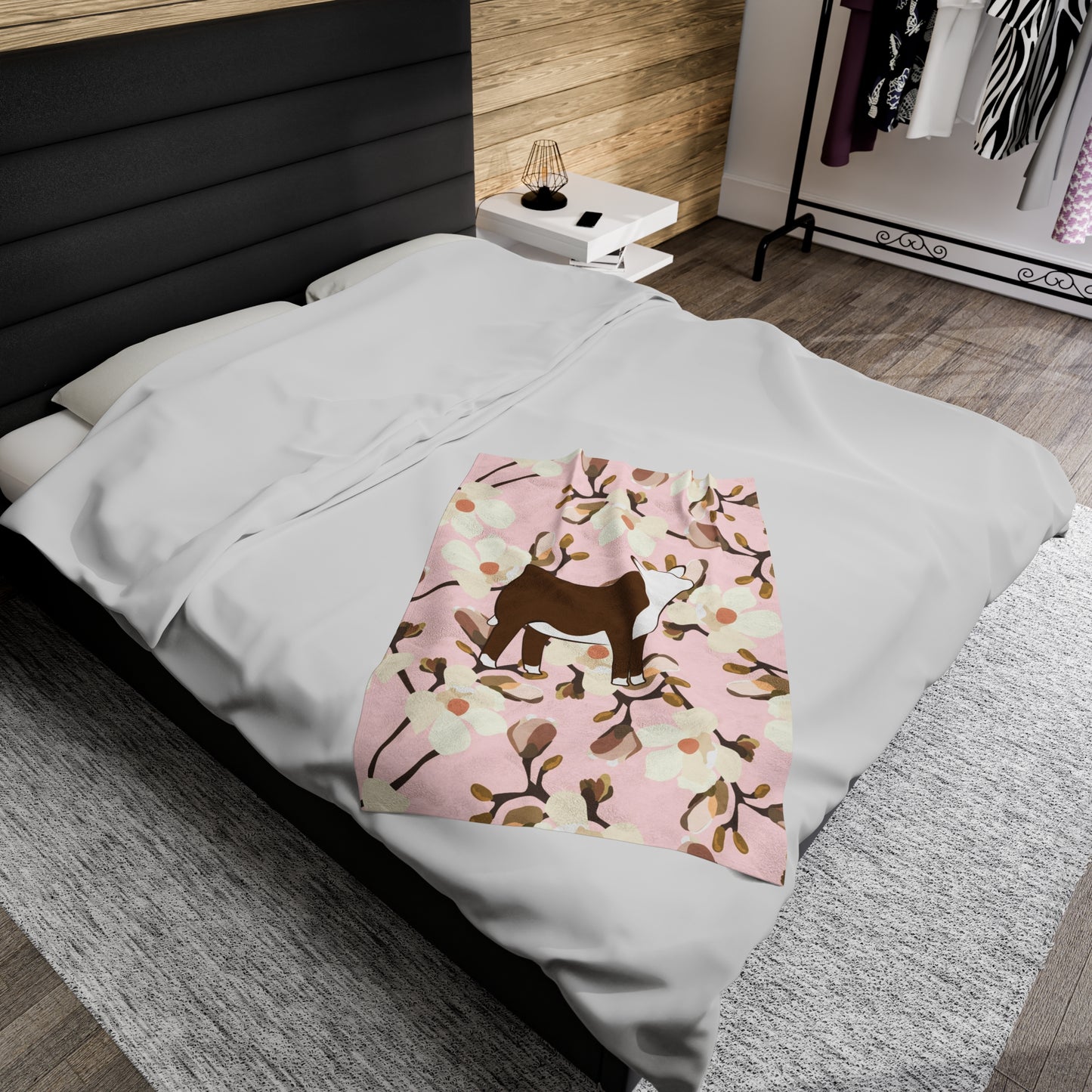 Hereford Heifer Floral Velveteen Plush Blanket | Show Heifer Gift | Livestock Buyer Gifts | Show Livestock Gift | Livestock Award