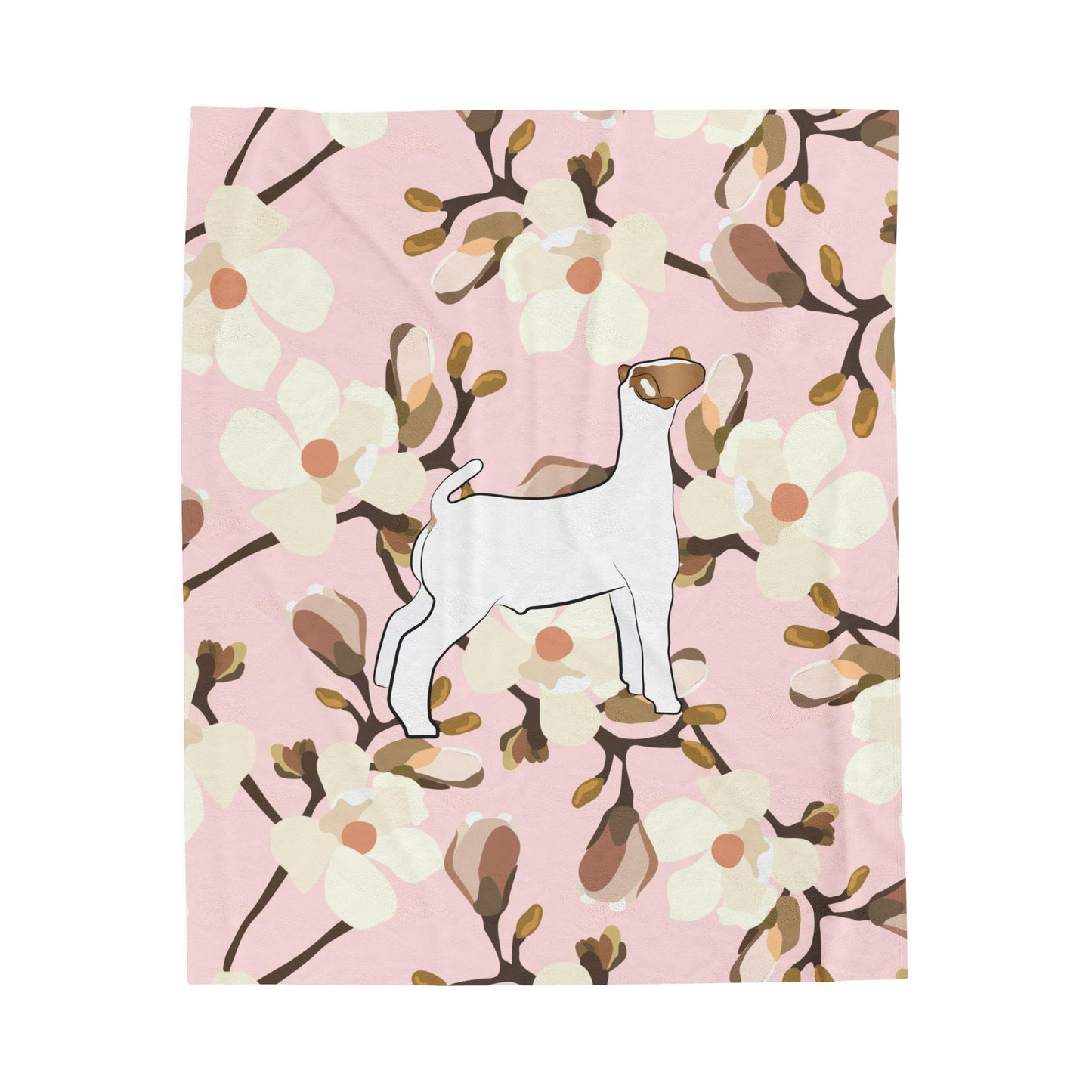 Show Goat Pink Magnolia Floral Velveteen Plush Blanket | Show Goat Gift | Livestock Buyer Gifts | Show Livestock Gift | Livestock Award