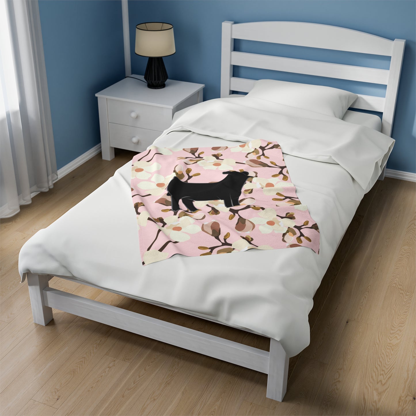 Angus Heifer Floral Velveteen Plush Blanket | Show Heifer Gift | Livestock Buyer Gifts | Show Livestock Gift | Livestock Award | Angus Cows