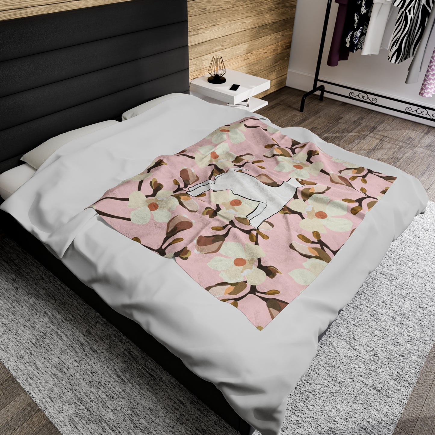 Show Goat Pink Magnolia Floral Velveteen Plush Blanket | Show Goat Gift | Livestock Buyer Gifts | Show Livestock Gift | Livestock Award