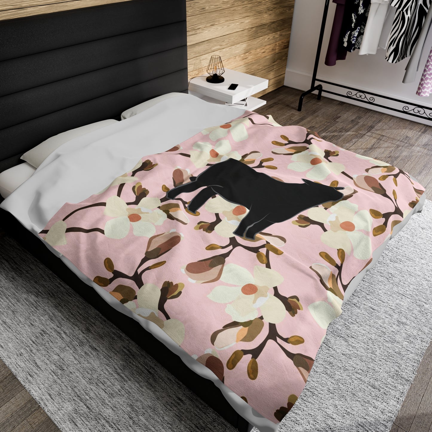 Angus Heifer Floral Velveteen Plush Blanket | Show Heifer Gift | Livestock Buyer Gifts | Show Livestock Gift | Livestock Award | Angus Cows