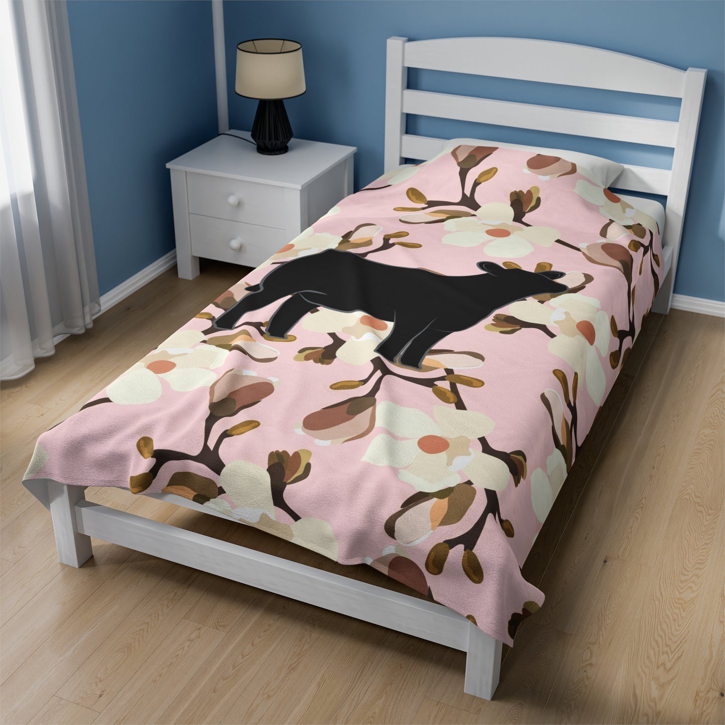 Angus Heifer Floral Velveteen Plush Blanket | Show Heifer Gift | Livestock Buyer Gifts | Show Livestock Gift | Livestock Award | Angus Cows