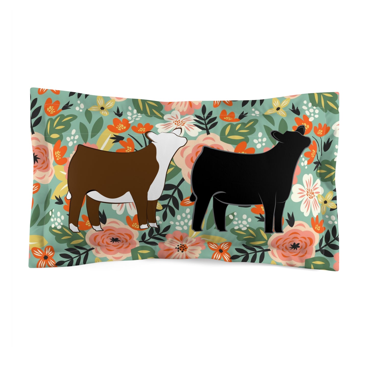 Hereford and Angus Heifer Microfiber Pillow Sham