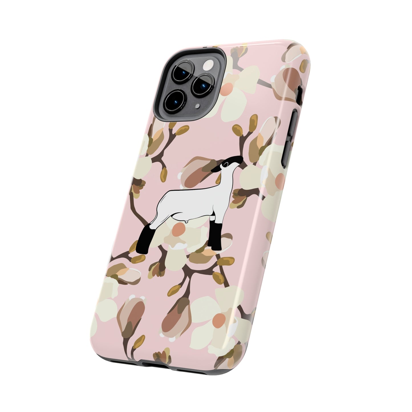 Show Lamb Pink Magnolia Print Phone Cases | Livestock Phone Case | Livestock Gifts for Her | Lamb and Heifer Phone Case