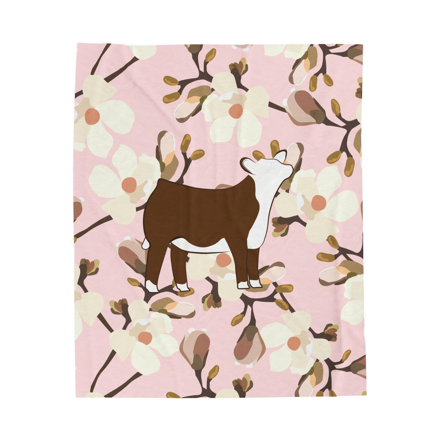 Hereford Heifer Floral Velveteen Plush Blanket | Show Heifer Gift | Livestock Buyer Gifts | Show Livestock Gift | Livestock Award