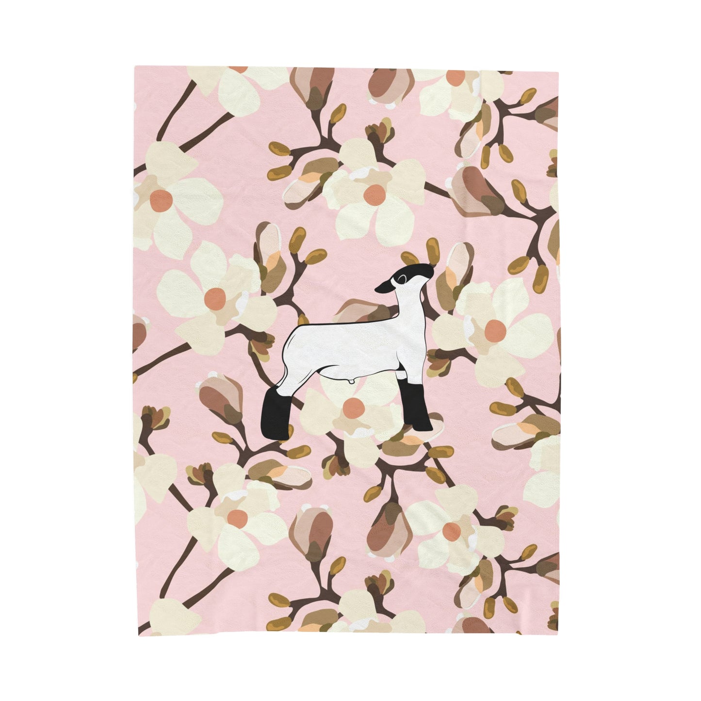 Show Lamb Magnolia Floral Velveteen Plush Blanket | Show Lamb Gift | Livestock Buyer Gifts | Show Livestock Gift | Livestock Award