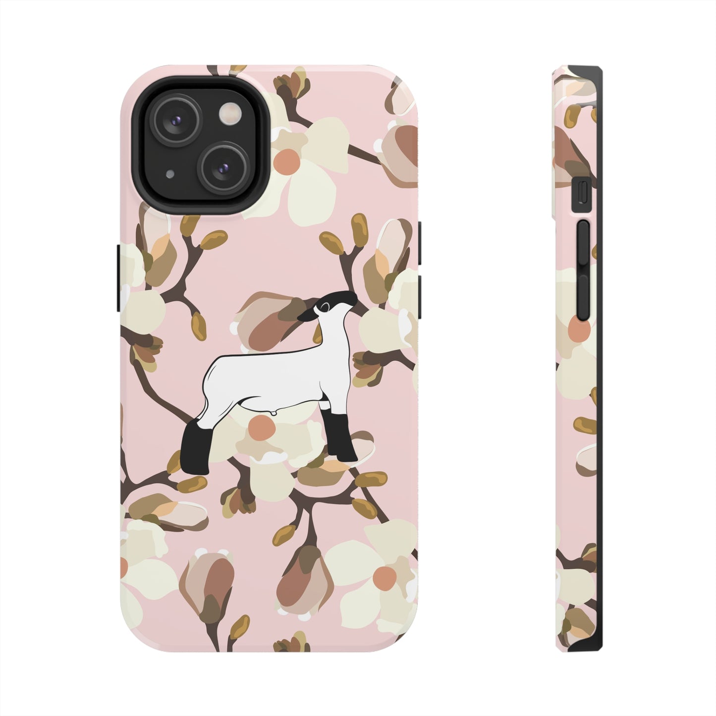 Show Lamb Pink Magnolia Print Phone Cases | Livestock Phone Case | Livestock Gifts for Her | Lamb and Heifer Phone Case