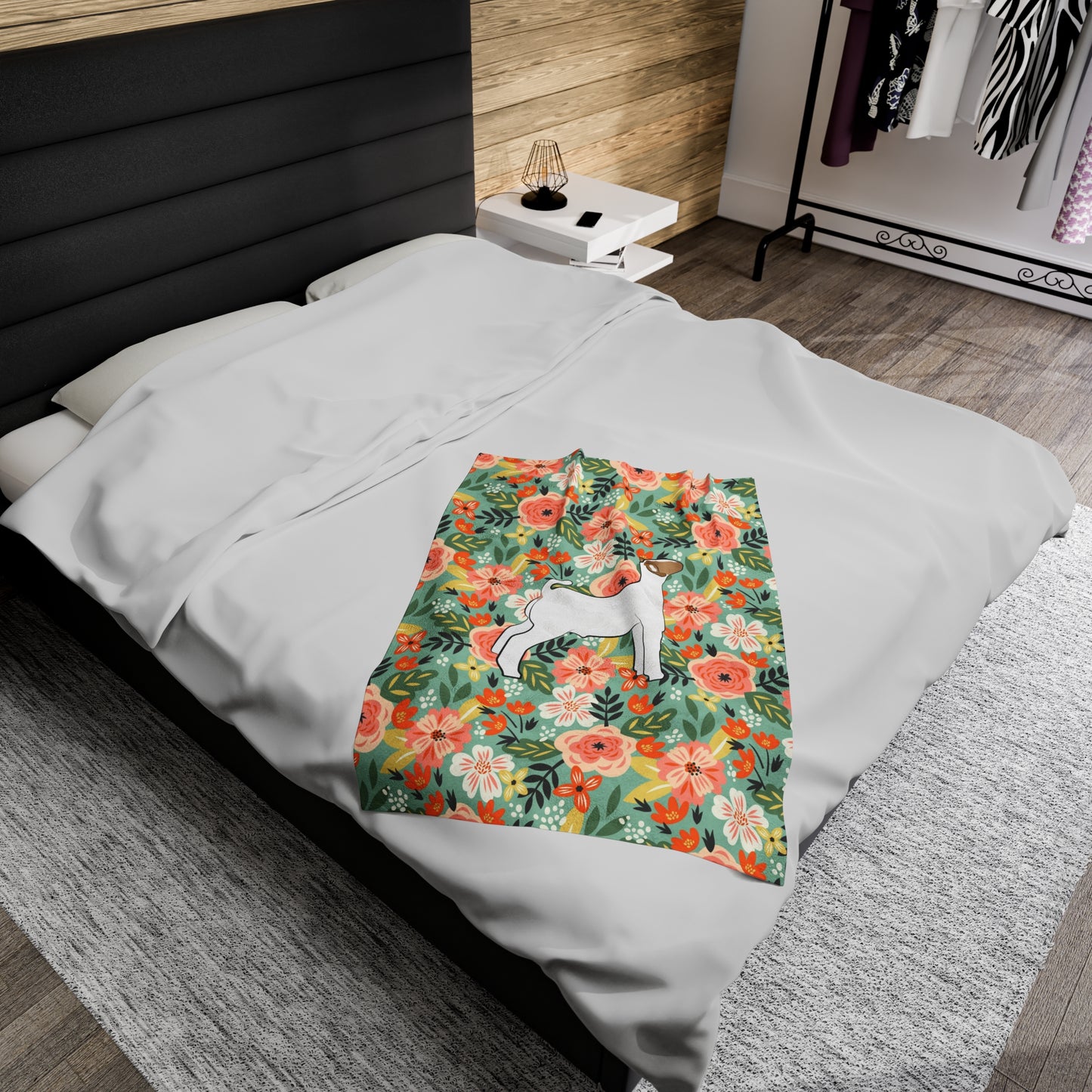 Show Goat Floral Velveteen Plush Blanket | Show Goat Gift | Livestock Buyer Gifts | Show Livestock Gift | Livestock Award