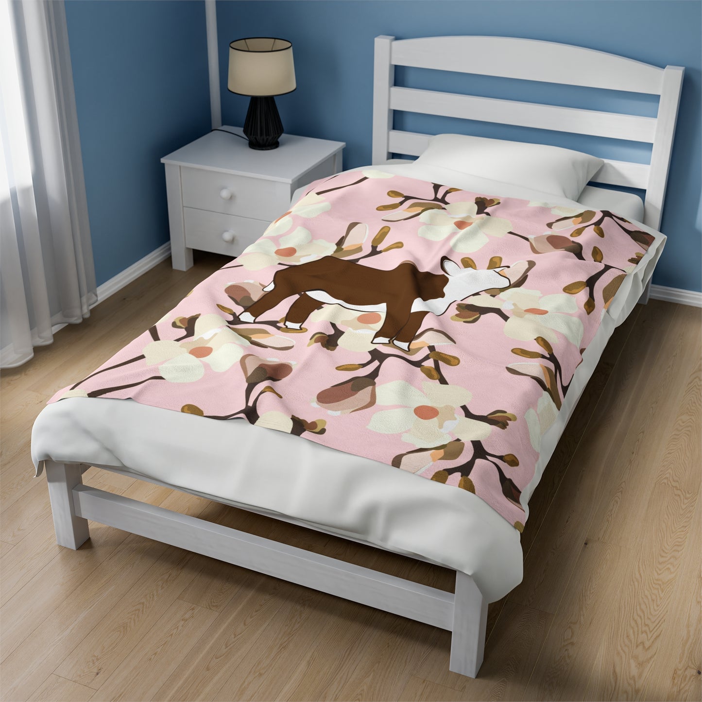 Hereford Heifer Floral Velveteen Plush Blanket | Show Heifer Gift | Livestock Buyer Gifts | Show Livestock Gift | Livestock Award