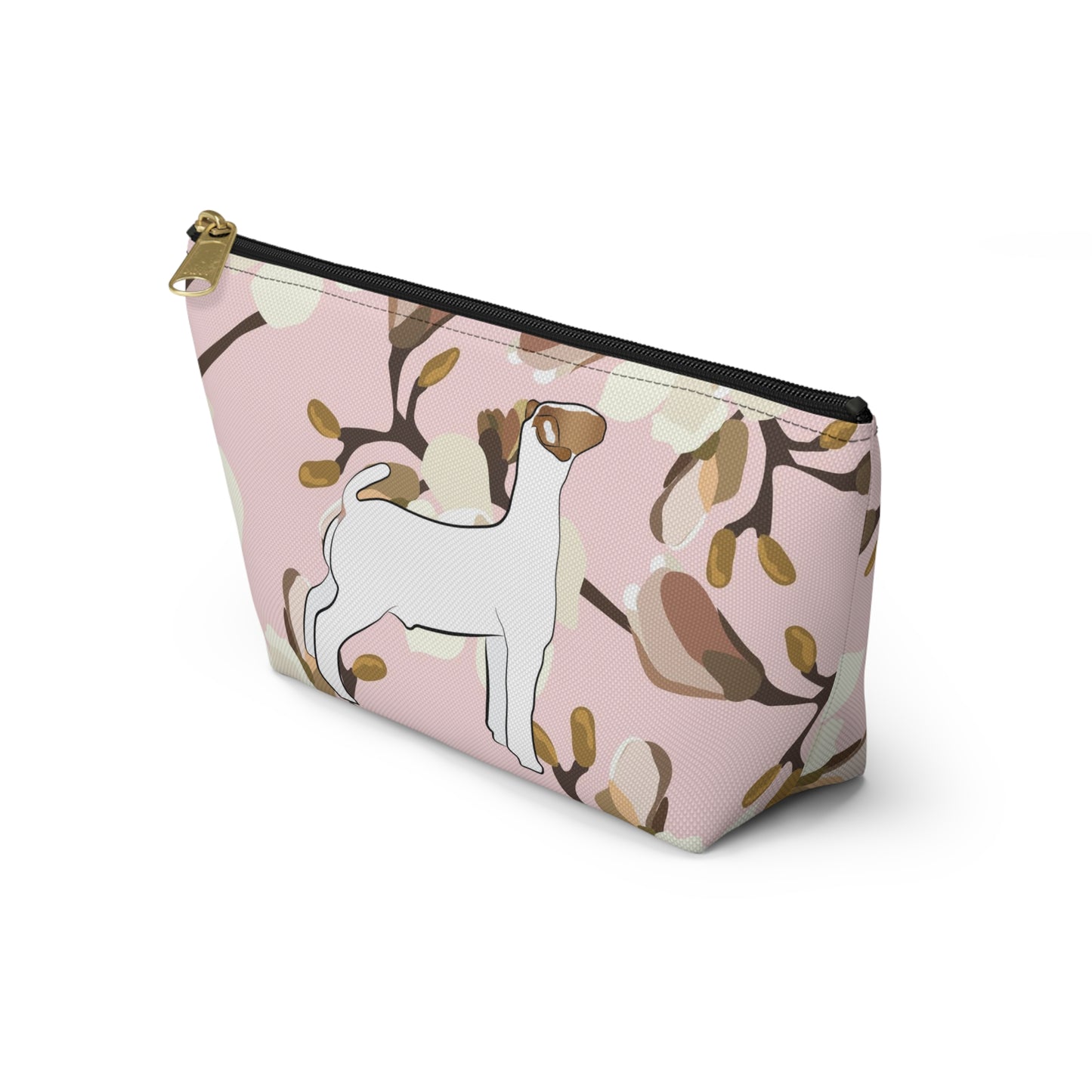 Show Goat Accessory Pouch | Show Goat Magnolia Print Makeup Bag, Pencil Bag | Show Goat Pink Magnolia Travel Bag