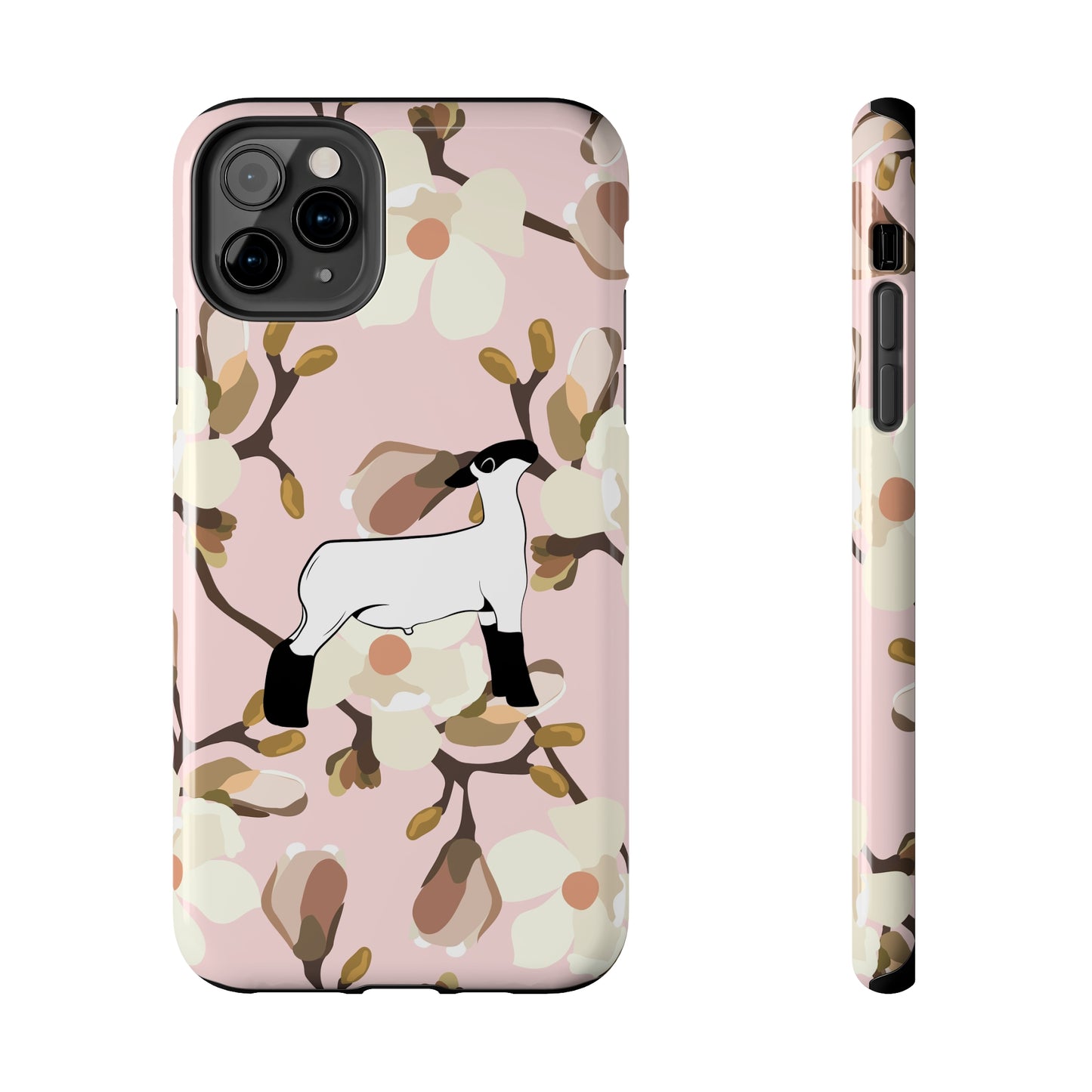 Show Lamb Pink Magnolia Print Phone Cases | Livestock Phone Case | Livestock Gifts for Her | Lamb and Heifer Phone Case