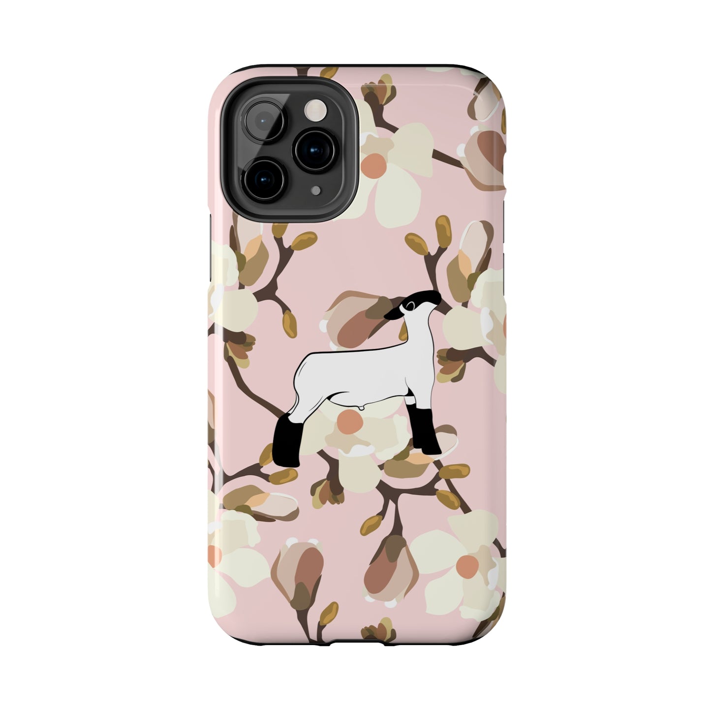 Show Lamb Pink Magnolia Print Phone Cases | Livestock Phone Case | Livestock Gifts for Her | Lamb and Heifer Phone Case