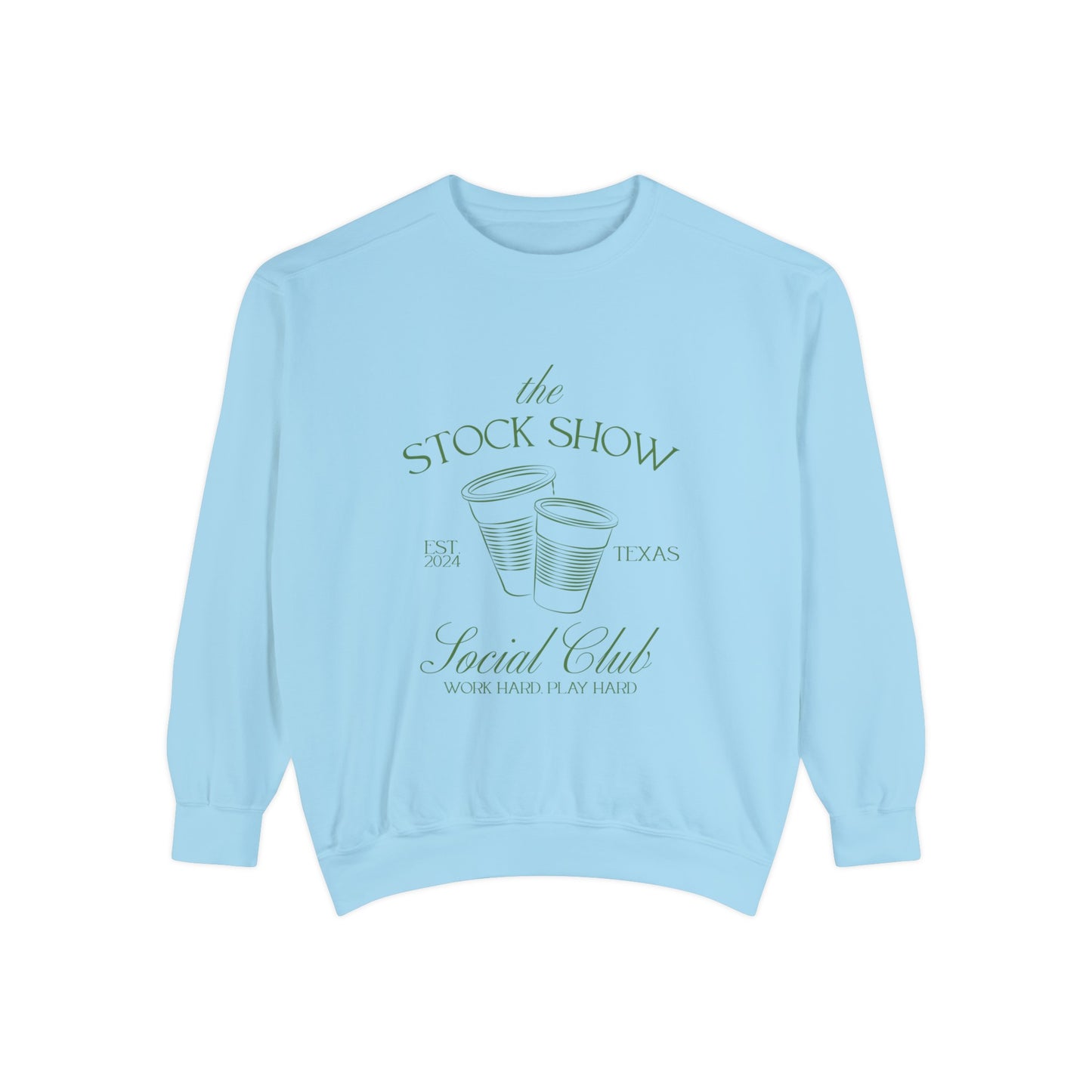 The Stock Show Social Club COMFORT COLORS Unisex Crew Neck Sweatshirt (Solo Cups) | Livestock Country Club | Stock Show Mom Style