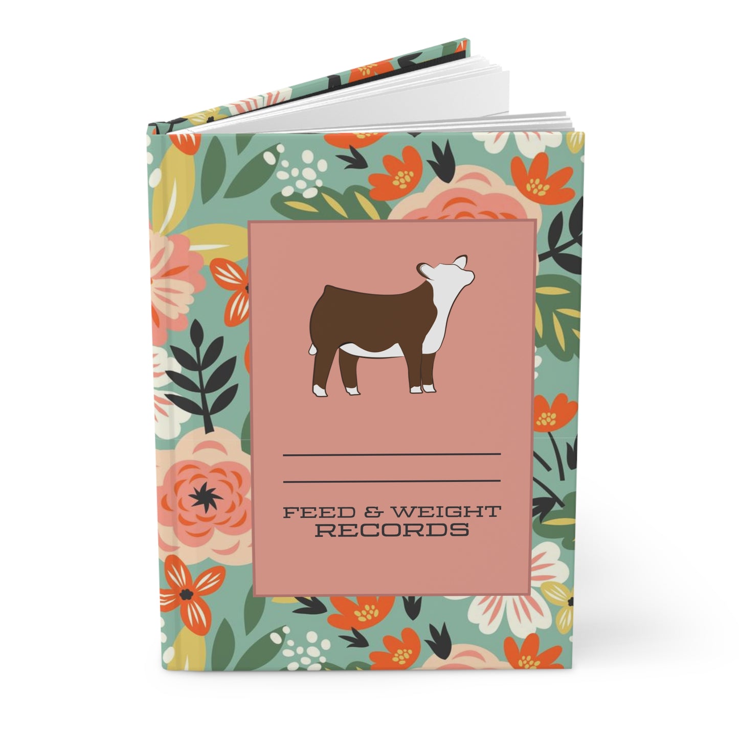 Hereford Cow Livestock Feed & Weight Record Book | 4H Member Journal | Hardcover Journal Matte