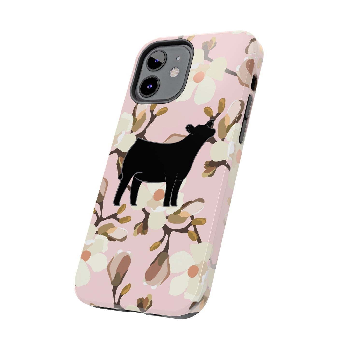 Angus Show Heifer Pink Magnolia Print Phone Cases | Livestock Phone Case | Livestock Gifts for Her | 4H Club Gifts | Show Heifer Phone Case