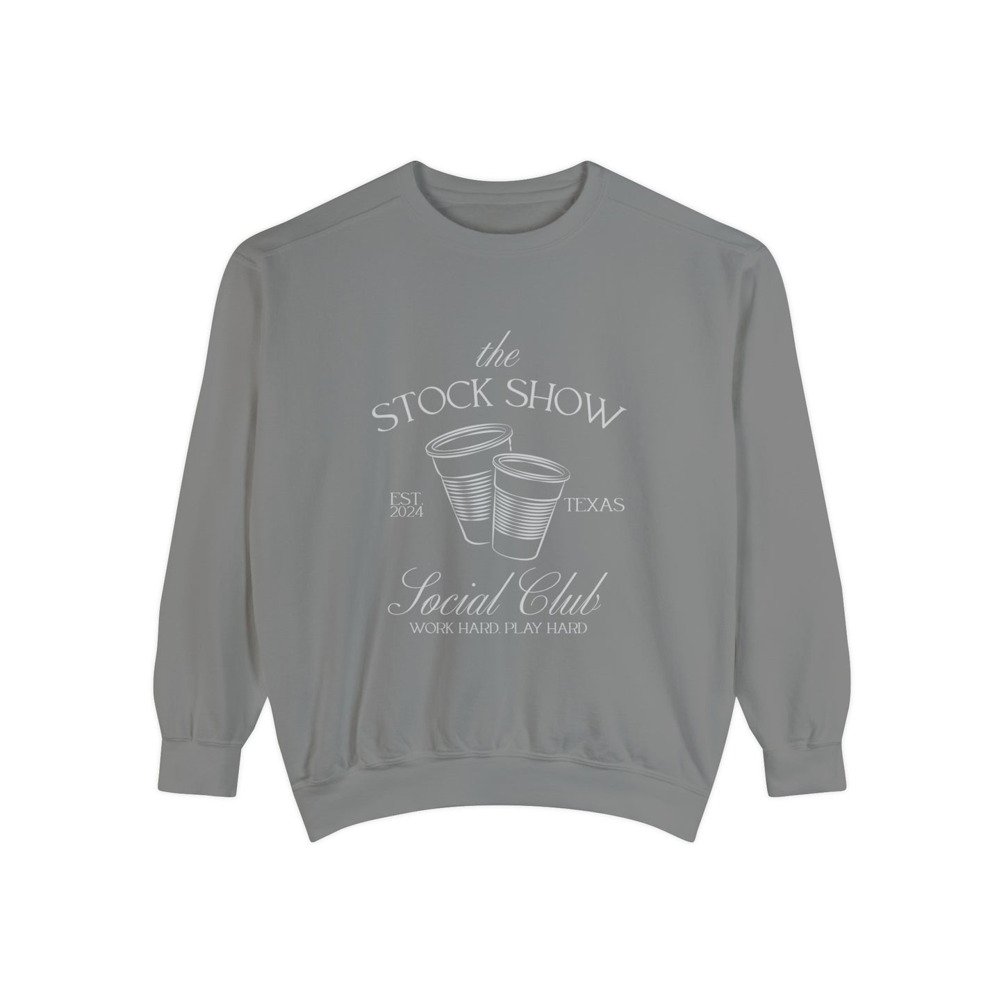 The Stock Show Social Club COMFORT COLORS Unisex Crew Neck Sweatshirt (Solo Cups) | Livestock Country Club | Stock Show Mom Style