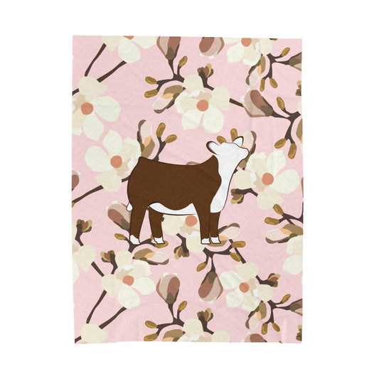 Hereford Heifer Floral Velveteen Plush Blanket | Show Heifer Gift | Livestock Buyer Gifts | Show Livestock Gift | Livestock Award