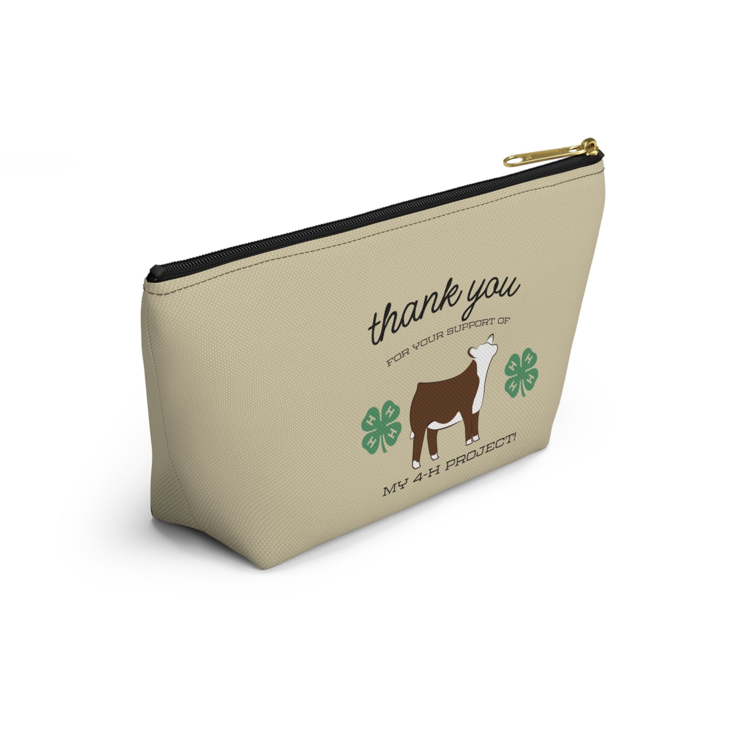 4H Club Buyers Gift Accessory Pouch | Show Steer Buyer Gift | 4-H Clover | County Fair Buyers Gift | Livestock Thank You Gift