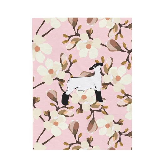 Show Lamb Magnolia Floral Velveteen Plush Blanket | Show Lamb Gift | Livestock Buyer Gifts | Show Livestock Gift | Livestock Award